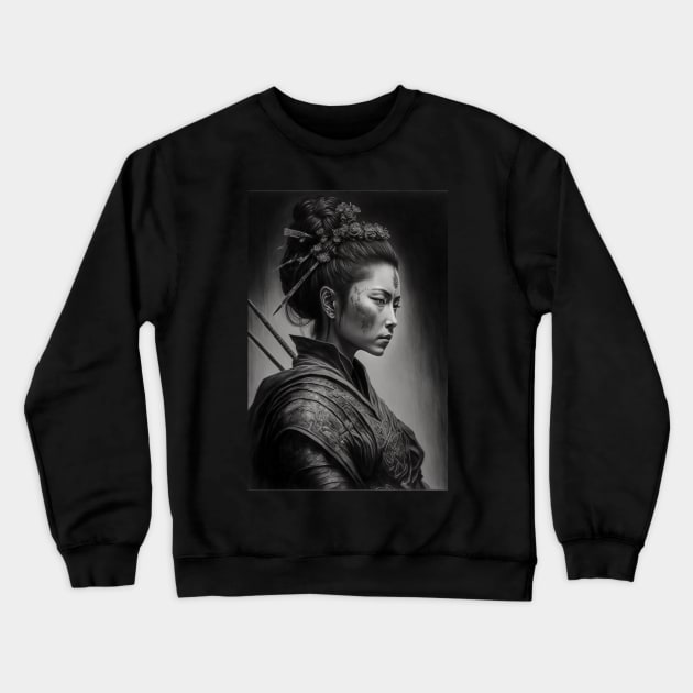 Japanese Female Samurai Crewneck Sweatshirt by ai1art